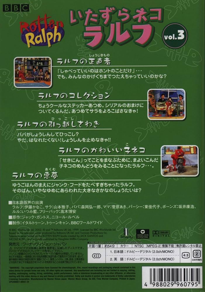 いたずらネコ ラルフ VOL.1〜5 5本セット Amazon.co.jp: いたずらネコ ラルフ VOL.4 [DVD] : ラルフ: DVD